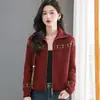 Cardigan de Tricô com Gola Lapela Novo para Primavera e Outono Feminino Solto Casual Preguiçoso Redutor de Idade Casaco Suéter Top Curto Bordado Tendência