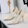 Zapatos de tacón de aguja sexys de estilo europeo y americano para fiesta, de alta gama, para mujer, con punta fina, de malla de encaje, de boca poco profunda, para mujer, 1963-7