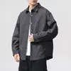 Chaqueta Nueva de Algodón Puro para Hombre Primavera y Otoño 2026, Top de Ropa de Trabajo Holgado de Moda, Abrigo Estilo Camisa con Cuello de Solapa para Hombre