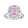 Anillo de plata de ley 925 Tonglin New Amazon venta caliente femenino fuegos artificiales Flor de hielo corte biselado rectangular 6*8 rodeado lujo incrustado