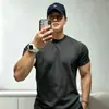 Camiseta deportiva de manga corta de algodón puro de marca moderna para hombre, cuello redondo, ropa casual de entrenamiento para fitness, top transpirable, estilo americano para hombres jóvenes, verano