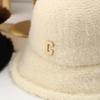 Sombrero de Pescador de Punto Imitación Terciopelo de Visón con Letra C Simple Japonesa para Niños Otoño e Invierno Casual Combinable Sombrero Cubo Cálido
