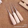 Cono de Madera Maciza Mango de Madera Taladro 12.2CM Lezna de Alta Gama Mango de Madera Taladro Recto Herramientas de Cuero DIY Suministros para Ropa