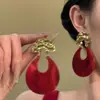 Pendientes de Disco con Borla Estilo Chino Rojos y Azules para Mujer, Pendientes de Vestido de Alta Gama, Pendientes Cheongsam, Pendientes Exagerados Únicos de Nicho