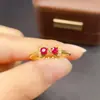 Anillo de Rubí Natural Transfronterizo Accesorios para Mujer Nicho Alta Gama Joyería de Plata 925 3*4 Moda Venta Directa de Fábrica