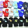 Guantes gruesos de punto cálidos de invierno para niños de 1 a 3 años con forro polar, diseño de dinosaurio de dibujos animados lindo, guantes de bolsa