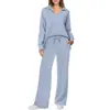 2025 Europeu e Americano Temu Exportação Transfronteiriça de Desejos Feminino Outono e Inverno Novo Terno de Calça de Cor Lisa com Cordão para o Dia a Dia