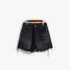 ¡El mismo gran nombre! Shorts de Mezclilla Negros de Cintura Alta Corte A Pantalones con Adorno Verano 2025 Nuevos Versátiles 757
