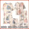 Conjunto de pijama de algodón de imitación para mujer, de verano, con estampado de jirafa, manga corta, pantalones cortos, ropa para el hogar, traje, camisón, una generación de cabello