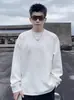 Otoño/Invierno Nuevo Capa de Aire de Peso Pesado Sudadera con Capucha de Cuello Redondo Simple para Hombre Sensación de Alta Gama Holgada Versátil Color Sólido Capa Base Manga Larga
