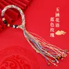 Pulsera con Cuentas de Ágata Bendición del Festival de los Botes de Dragón de Cinabrio de Xizang Cordón Original Joyería para Hombres y Mujeres