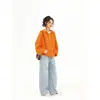 Abrigo-suéter naranja para mujer, cárdigan con capucha de punto trenzado retro dopamina para otoño e invierno, corte holgado, suéter sencillo con cremallera