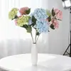3 cabezas de hortensia de verano sin fin flores artificiales, esquema de color Nordic Morandi, decoración suave exquisita, arreglo floral ambiental, flores artificiales decorativas