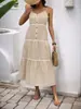 Falda Larga con Tirantes de Venta Caliente Transfronteriza Europea y Americana de Tiktok 2026 Nuevo Vestido Casual de Verano sin Mangas a Rayas para Mujer