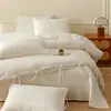 Juego de cuatro piezas estilo hotel Clase A 100% algodón sin teñir tie-dye, juego de ropa de cama estilo casa de campo 100% algodón blanco sin teñir jacquard simple