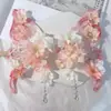 Pasador de Flor de Seda Floral con Diseño de Mariposa Grande, Borla de Polilla Fluttering Súper de Hada, Versátil Accesorio para el Cabello Estilo Antiguo Hanfu