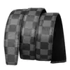Cinturón para Hombre con Hebilla Plana, Piel de Capa Superior, Diseño a Cuadros, Versátil Decorativo de Piel de Vaca, Moda de Negocios, Sensación de Alta Gama, Cinturón para Pantalones