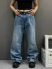 Nuevos pantalones vaqueros de corte oblicuo estilo retro americano para hombre y mujer, modernos, a la moda, versátiles, holgados, lavados, de pierna ancha, pantalones sencillos