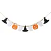 Fornecimento transfronteiriço: Chapéu de bruxa de feltro para Halloween, caveira, guirlanda de contas de madeira, faixa, decoração de lareira, envio direto OEM