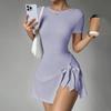 Nuevo Vestido Deportivo de Dos Piezas Falsas Anti-reflejos Ajustado con Tirantes Adelgazantes Casual Fitness Espalda Bonita Vestido de Yoga Tenis