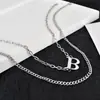 Collar con Colgante de Letra B Apilado de Doble Capa para Celebridad de Internet Chuni Corea del Sur Cadena para Clavícula Europea y Americana para Mujer Cadena Corta Distintiva para el Cabello