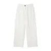 Pantalones Anchos de Lino Color Block Otoño Temprano Personalizados 26 para Mujer Cintura Alta Adelgazantes Caída Casual Cintura Elástica Bolsillos Cargo