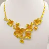 Colar Feminino Banhado a Ouro Vietnamita, Conjunto de Corrente Floral Nova Moda, Joias de Latão Banhado a Ouro Direto do Fabricante
