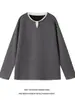 Sudadera de punto para hombre, estilo dos piezas falso, cuello en V, estilo otoño, corte limpio americano, top interior de manga larga texturizado