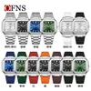 Reloj Ofns Cuadrado Esfera Grande para Hombre Correa de Silicona Tendencia Deportiva Resistente al Agua Reloj de Cuarzo Calendario Luminoso Reloj de Moda