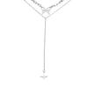 Collar apilado multicapa de cuatro estrellas con lazo de lujo ligero de alta gama para mujer con cadena de suéter de otoño e invierno que no se decolora de acero de titanio transfronterizo
