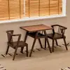 Estilo Nórdico Mesa Pequeña de Madera Maciza para Balcón Set de Ocio con una Mesa y Dos Sillas Mesa y Sillas de Ratán de Diseñador para Reuniones y Tomar el Té