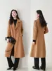 Nuevo abrigo de lana de doble cara elegante para otoño e invierno que ciñe la cintura, chaqueta de lana de longitud media