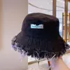 Sombrero de Pescador de Metal Lavado con Bordes Crudos Desgastados para Primavera y Otoño, Sombrero de Cubeta de Mezclilla de Borde Ancho para Celebridad de Internet al Aire Libre, Sombrero de Cubeta para Protección Solar