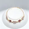 Nuevo brazalete de esmalte de flor de rosa multicapa estilo chino con esmalte multicolor y cadenas florales y de hojas adornadas con diamantes, joyería al por mayor de fábrica