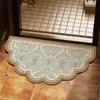 Alfombrilla Suave Antideslizante Americana Floral Semicircular Transfronteriza para Puerta de Baño Inodoro Baño Alfombra de Absorción de Agua Secado Rápido
