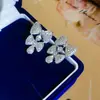Agulha de prata cravejada com diamantes, brincos delicados de laço para mulheres, modernos, luxo leve, brincos de alta qualidade, brincos de design nichado