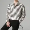 Camisa casual de manga larga a rayas de moda estilo americano para hombre, nueva versión tendencia coreana 2026, top casual estilo old money para hombre