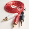 Suministro de fábrica 1.5 metros, cable de audio transparente uno y dos 3.5mm a 2RCA conexión altavoz de computadora cable AV