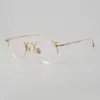 Armazón de Gafas Ovalado Pequeño Retro Japonés de Titanio Puro Ultraligero con un Toque de Alta Gama para Mujer, Armazón de Gafas de Prescripción de Montura Gruesa