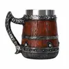 Presente Criativo Caneca com Textura de Madeira Retrô, Caneca de Cerveja de Grande Capacidade Estilo Viking Medieval, Caneca Doméstica para Homens