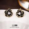 Brincos Camélia Zircônia Banhados a Ouro Real Elegantes Franceses Estilo Pequena Fragrância Brincos Moda Luz Luxo Versátil