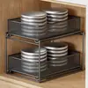 Estante de almacenamiento extraíble para gabinete de cocina, estante de capas, varios, cesta extraíble de almacenamiento para gabinete debajo del fregadero de doble capa