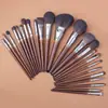 Conjunto de Pincéis de Maquiagem com Cerdas de Animal de 14 Peças, Pincel para Sombra, Pincel para Blush, Pincel para Pó Solto, Pincel para Iluminador, Ferramentas de Beleza de 24 Peças