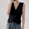 Spot Verano Moda Retro Francesa Versátil Texturizado Cuello en V Sin Mangas Ropa Interior Traje Exterior Chaleco Estilo Corto