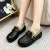 Zapatos de Algodón Grueso Otoño/Invierno 2026 Zapatos para Mamá Zapatos para Papá Con Terciopelo Adicional Versátiles Suela Suave Antideslizantes Cálidos Mocasines Retro