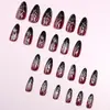 24 Peças de Unhas Postiças de Halloween Elementos de Halloween Teia de Aranha 3D Preto e Vermelho Gradiente