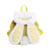Mochila de Peluche con Orejas de Conejo de Dibujos Animados Estilo Coreano para Niñas, Mochila de Peluche Versátil de Cuadros de Nicho, Mochila Escolar Pequeña para Niños