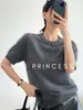 Fábrica de Ropa Jinya/Camisa de Punto Manga Corta de Lana Cachemir de Alta Resistencia de Lujo para Primavera y Otoño, Cuello Redondo, Bordada, Corte Holgado, Efecto Adelgazante