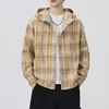 Camisa a Cuadros Azul Retro Americana para Hombre Verano Manga Larga Camisa a Cuadros Chaqueta Protectora Solar para Pareja Azul a Cuadros En Stock
