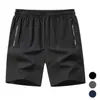 Pantalones Cortos Deportivos de Secado Rápido para Hombre, Ligeros hasta la Rodilla para Verano con Bolsillos con Cremallera y Cintura con Cordón